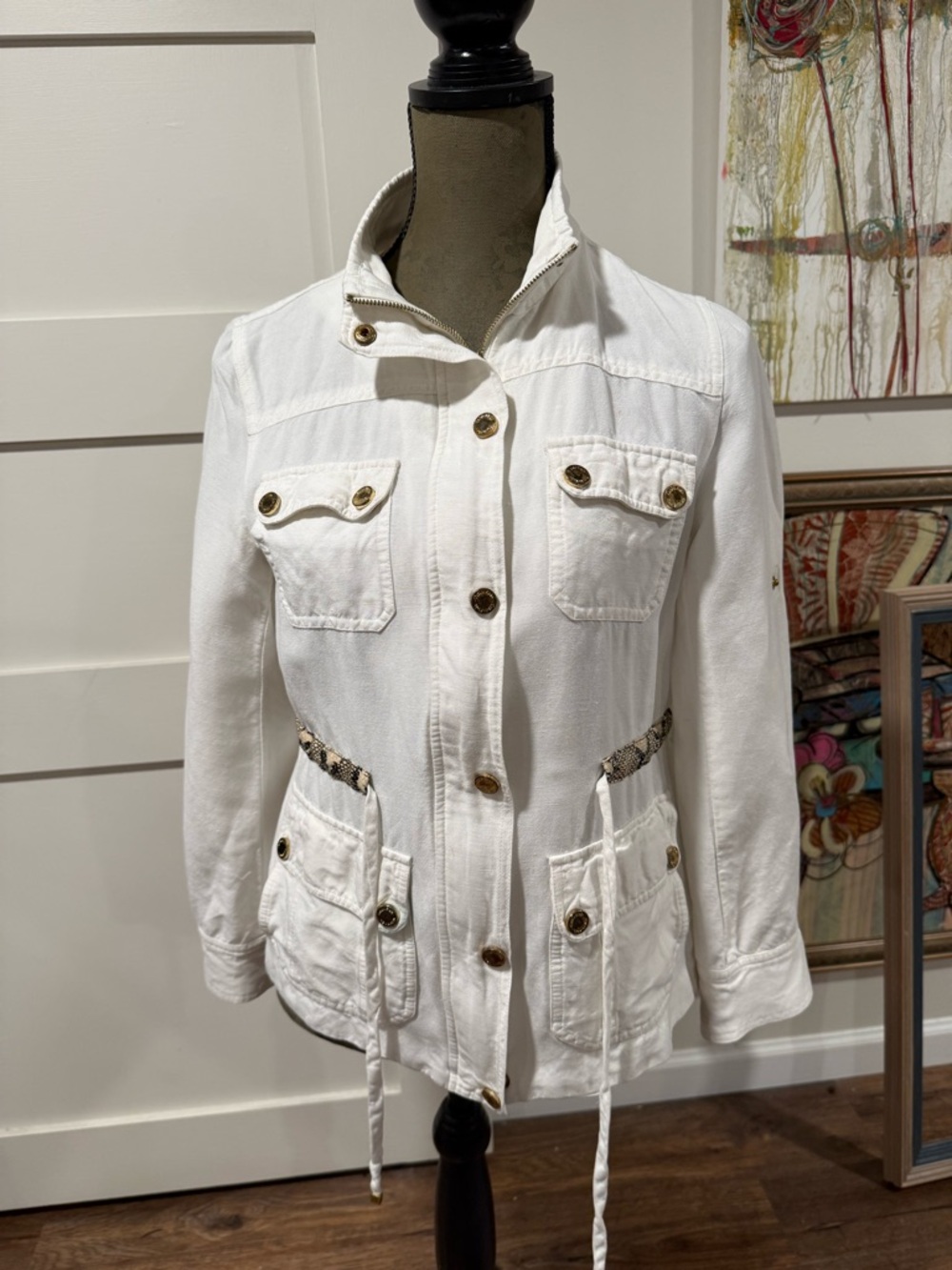 Calvin Klein White Utility Jacket with Button Front